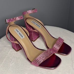 Pink Rhinestone Steve Madden Chunky Heels